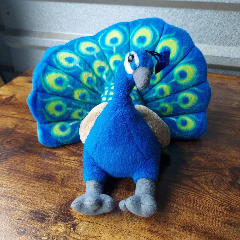 Wild Republic Peacock Plush Stuffed Animal Blue Green Gray Colorful Bird